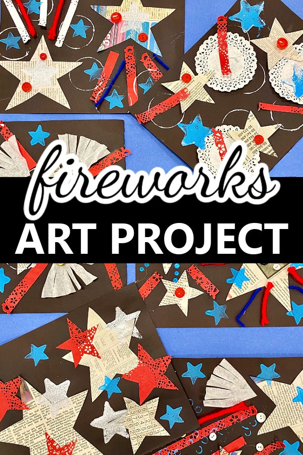 Patriotic Fireworks Collage Art Project